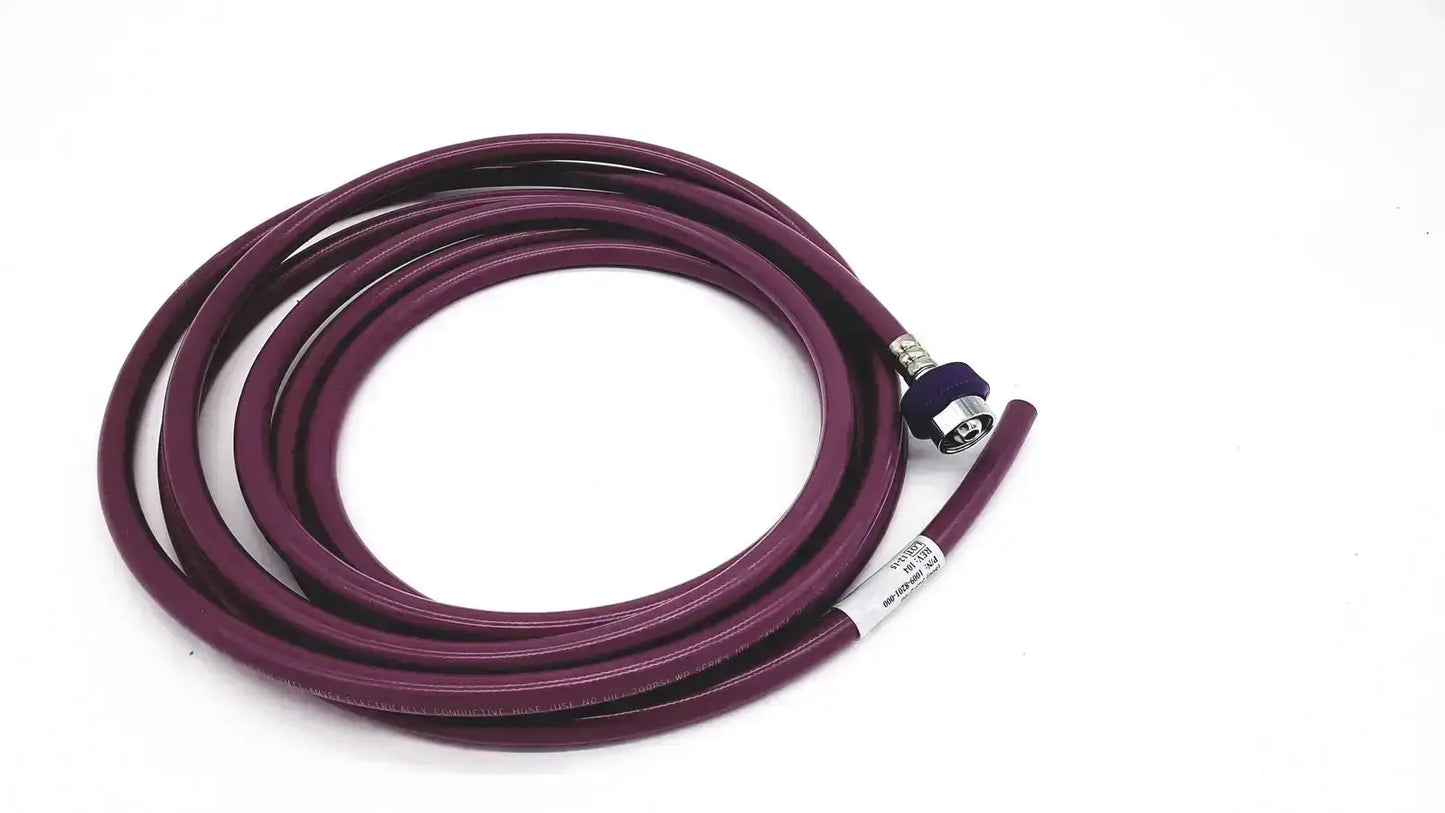 Datex ohmeda hose assembly evacuation magenta coiled with metallic connector and blue protective cap