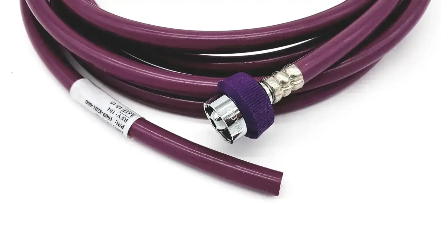 Datex ohmeda purple hose assembly evacuation featuring a flexible hose with metallic connector and threaded cap