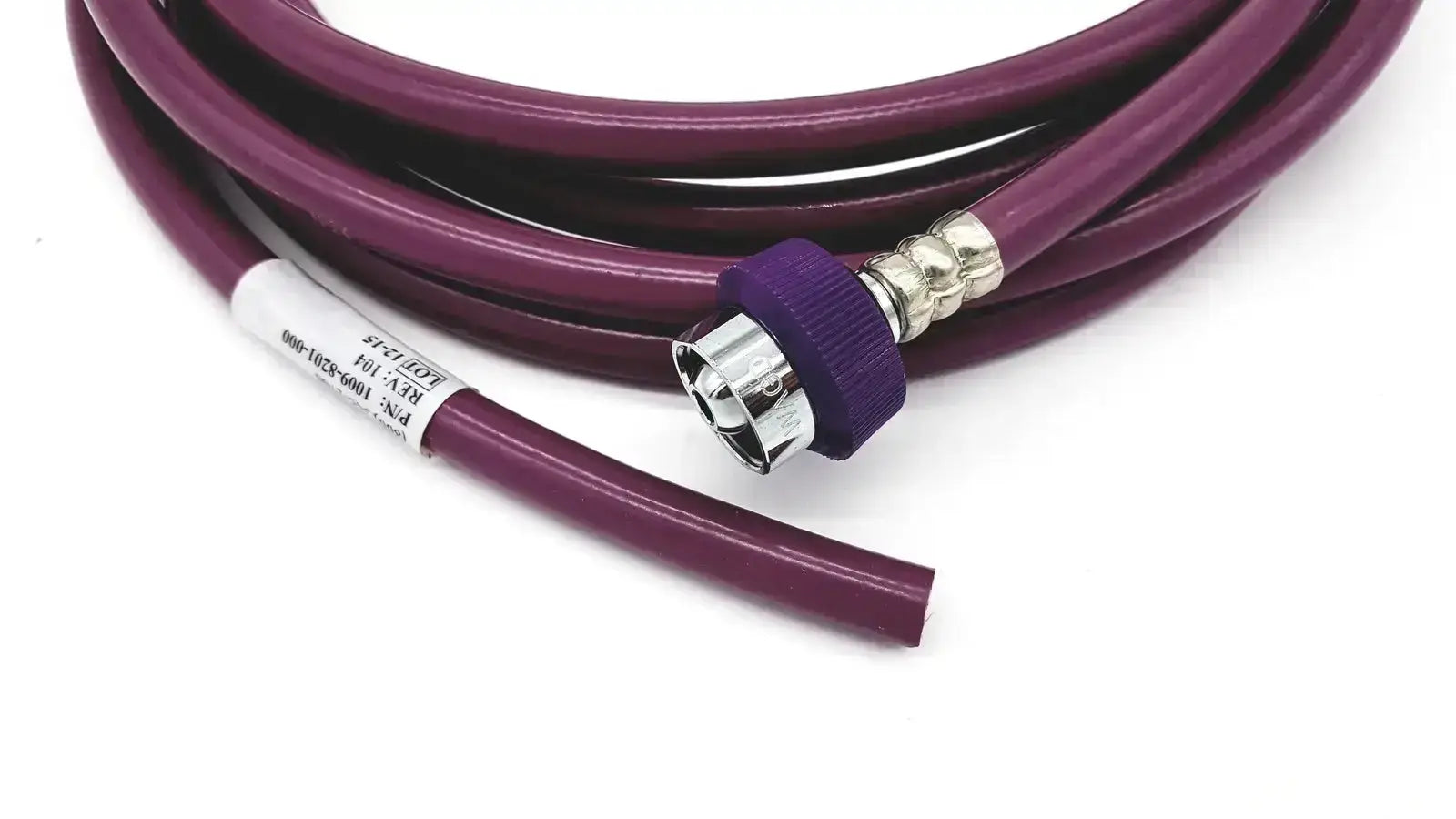 Datex ohmeda purple hose assembly evacuation featuring a flexible hose with metallic connector and threaded cap