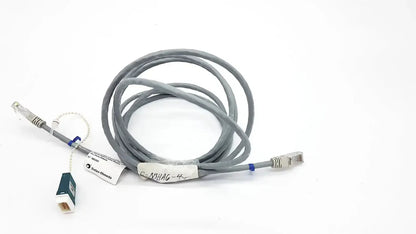 Gray datex ohmeda mon ic network cable with two rj45 connectors and green adapter 10ft length