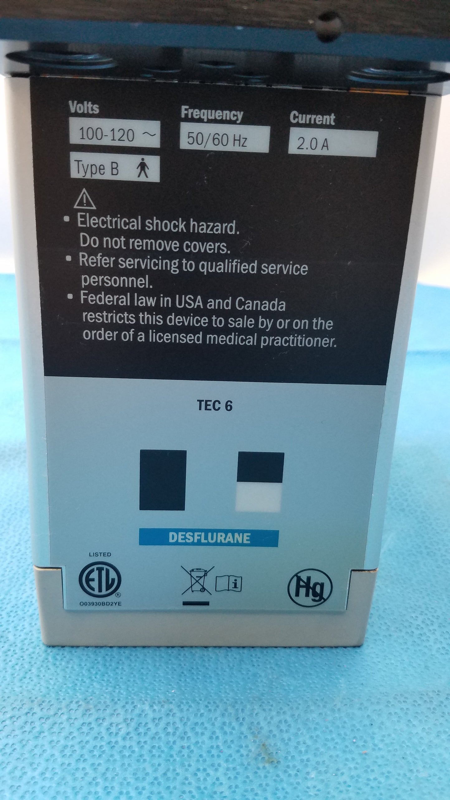 Datex-Ohmeda Tec 6 Plus Desflurane Anesthesia Vaporizer