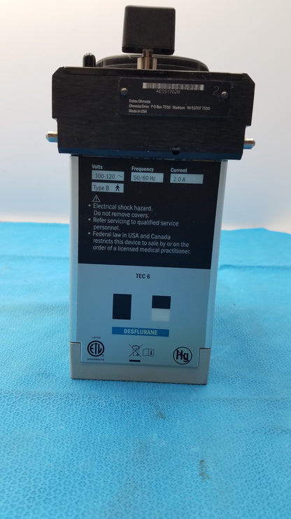 Datex-Ohmeda Tec 6 Plus Desflurane Anesthesia Vaporizer