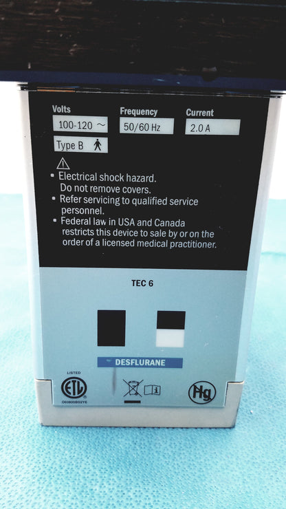 Datex-Ohmeda Tec 6 Plus Desflurane Anesthesia Vaporizer