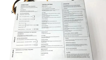 Technical manual page with black text on white paper detailing control settings for davol electro medical system 5000 equipment