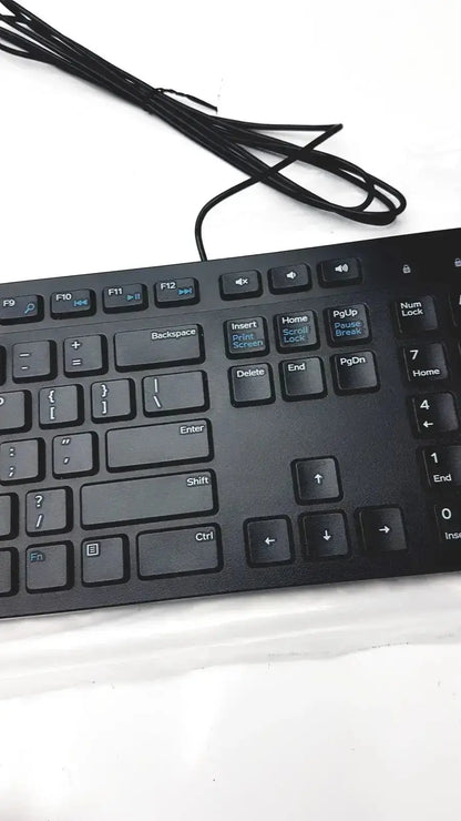 Dell kb216-bk-us wired keyboard black wired keyboard with matte finish and standard layout for efficient typing