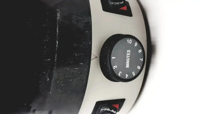 White and black kitchen timer with circular minute dial for dentsply triad 2000 visible light cure trubyte curing system