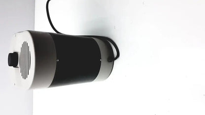 Black and silver cylindrical industrial fan with vented front panel and power cord for dentsply triad 2000 visible light cure system