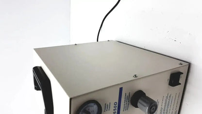 Silver metallic devilbiss heavy duty aerosol compressor 8650d with black handle and control knob for used medical equipment sale