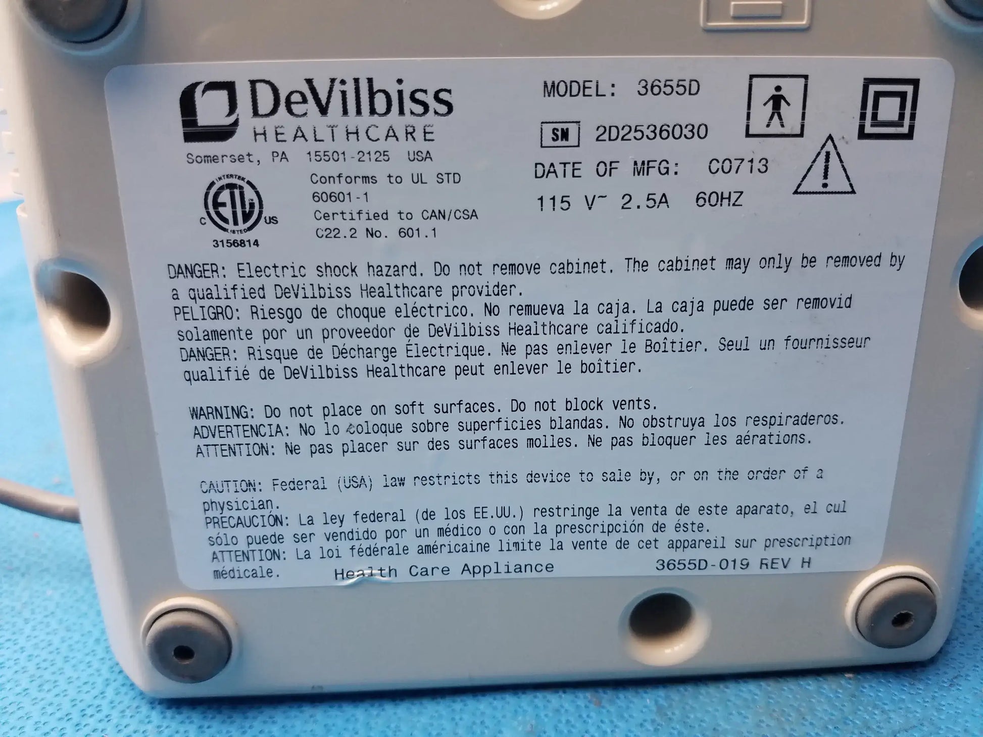 DeVilbiss 3655D Pulmo-Aide Compact Compressor Nebulizer System