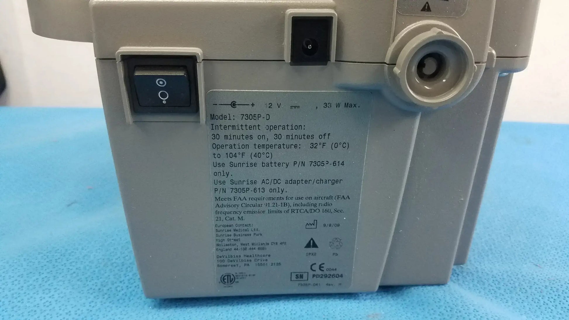 Devilbiss 7305P-D Home Care Vacu-Aide Suction Unit With Power Supply and Bag