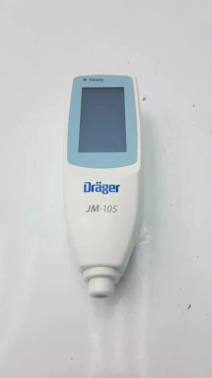 White and light blue drager jaundice meter jm-105 handheld device with digital screen for noninvasive bilirubin measurement