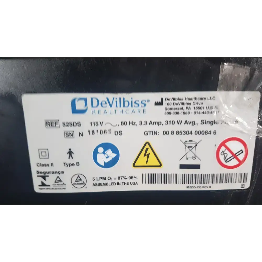 Drive DeVilbiss Ref 525DS 5 Liter Concentrator - Oxygen