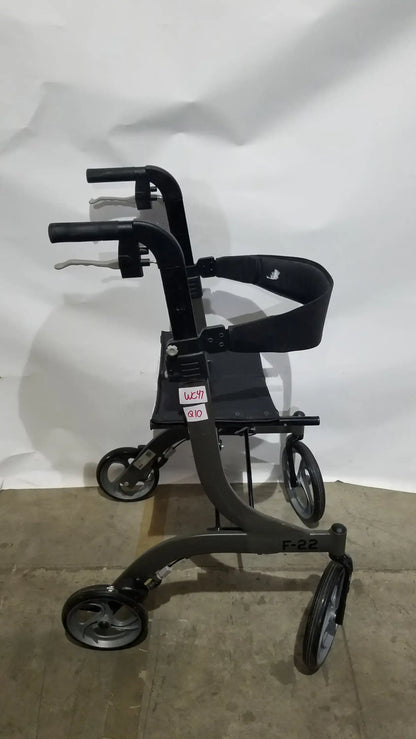 Drive Medical Nitro Folding Rollator Walker - Black Frame with Padded Seat