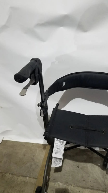Drive Medical Nitro Folding Rollator Walker - Black Frame with Padded Seat