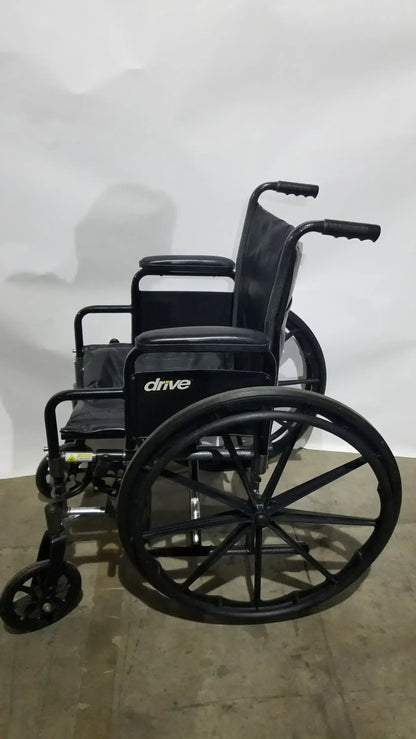 Drive Medical Silver Sport 2 Folding Wheelchair Lightweight Black Cushion Seat