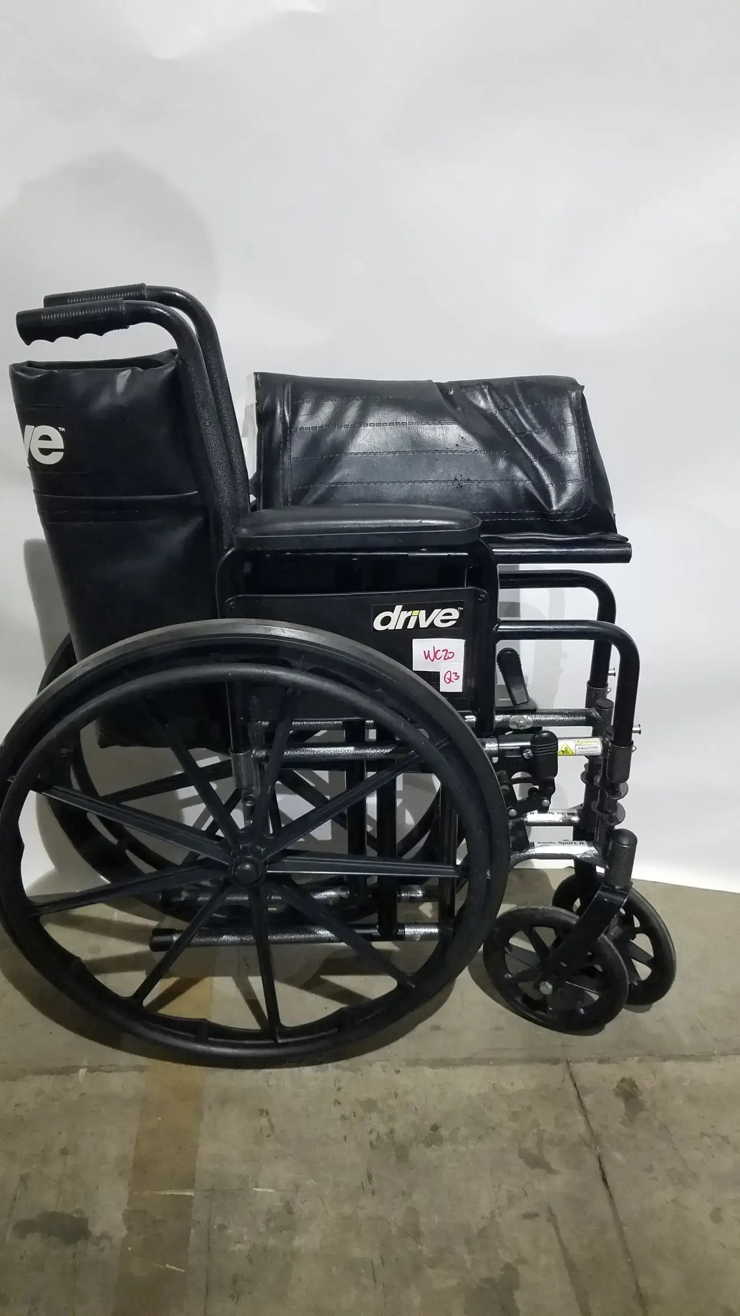 Drive Medical Silver Sport 2 Folding Wheelchair Lightweight Black Cushion Seat