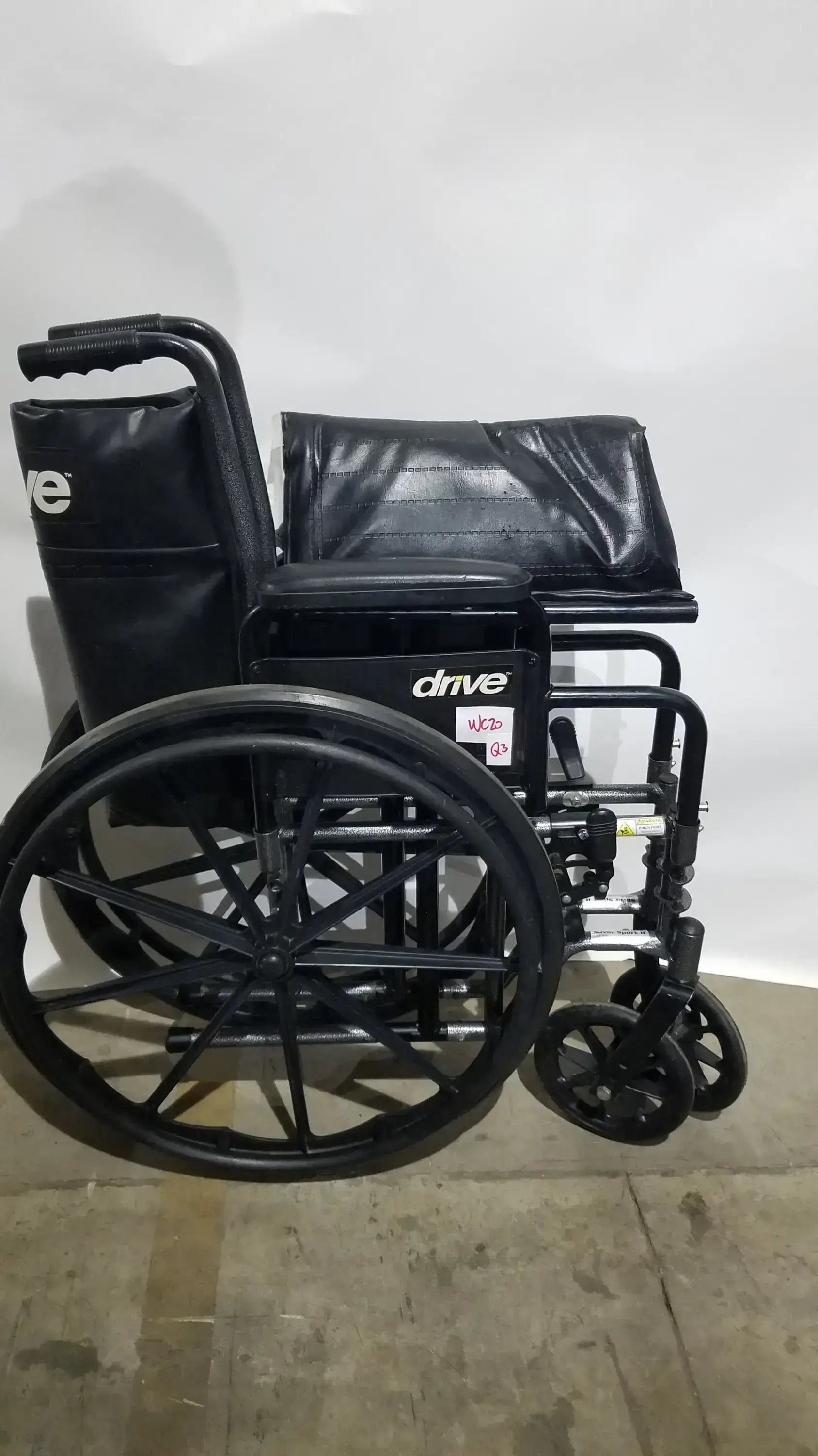 Drive Medical Silver Sport 2 Folding Wheelchair Lightweight Black Cushion Seat