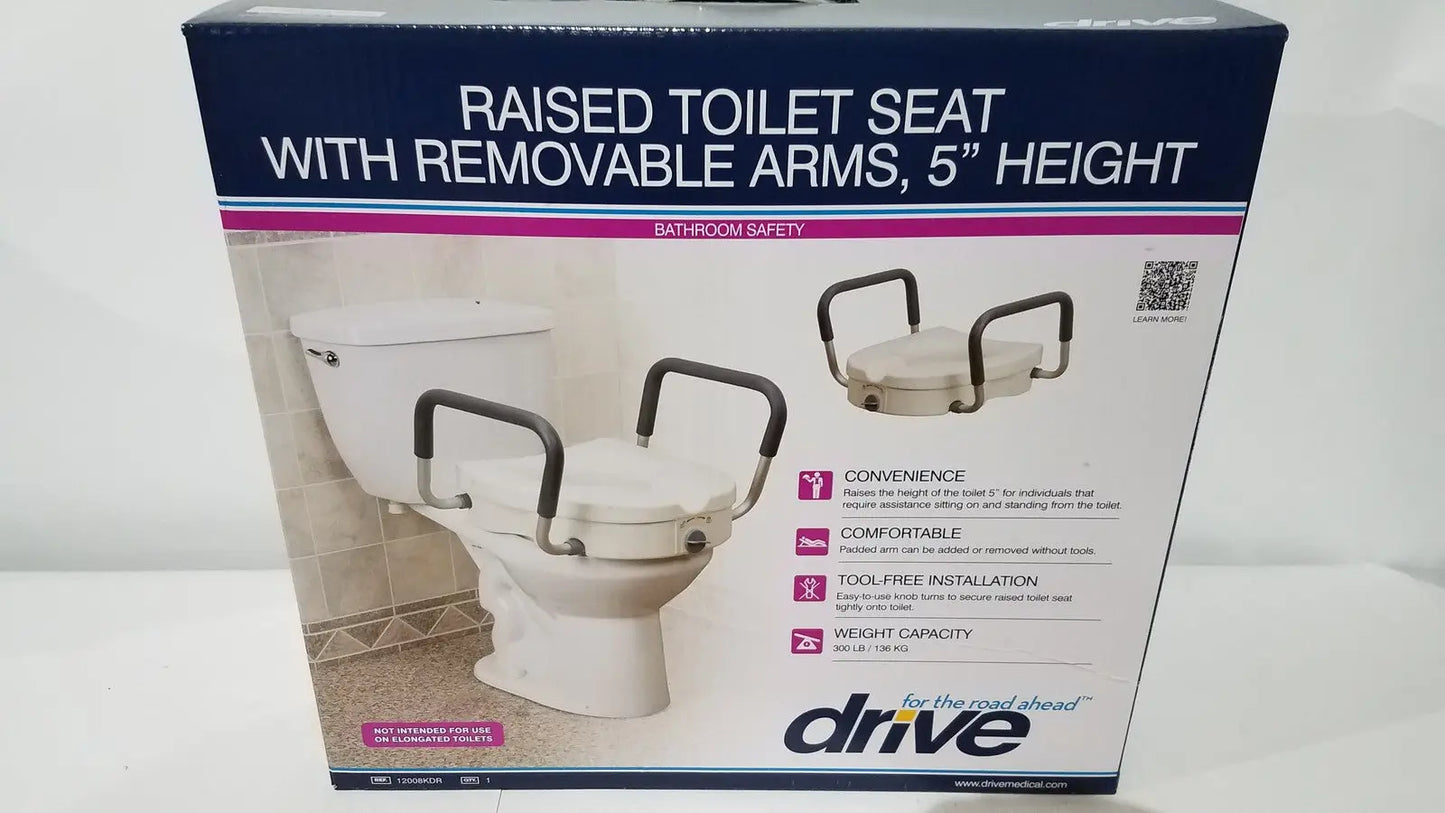 DRIVE Raised Toilet Seat 5" Height with Removable Arms RTL12027RA