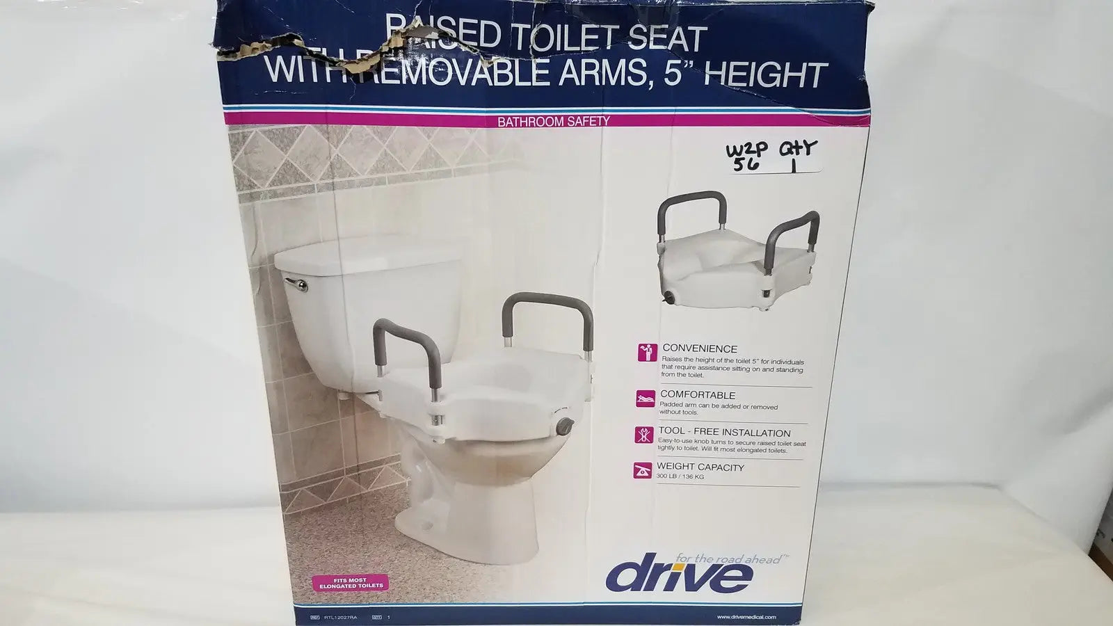 Drive RTL12027RA Raised Toilet Seat with Removable Arms – Drive Medical