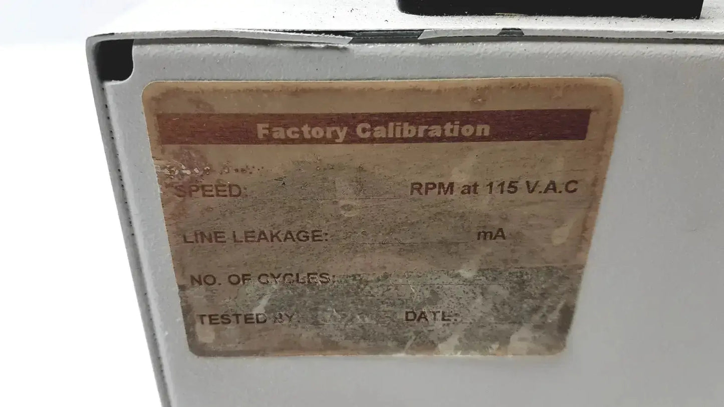 Factory calibration label on white Drucker Horizon laboratory centrifuge 755V used medical equipment for sale