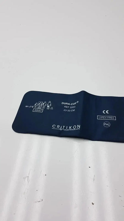 Dark blue latex-free pvc crtikon bp cuff duracuf cuff ref 2203 suitable for blood pressure measurement 23-33 cm range