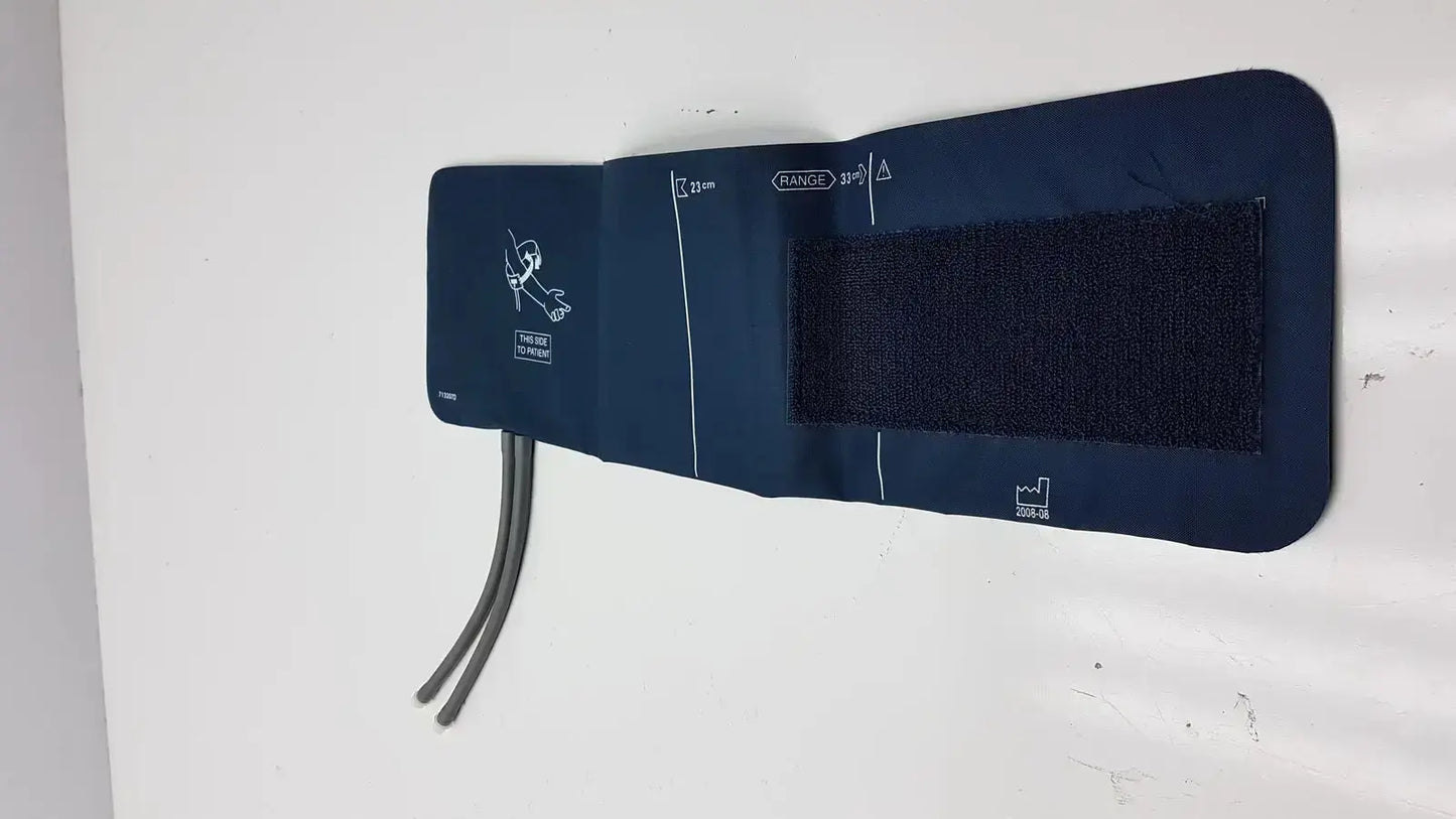 Dark blue inflatable crtikon bp cuff with velcro strap and gray tubing cuff ref 2203 for blood pressure measurement