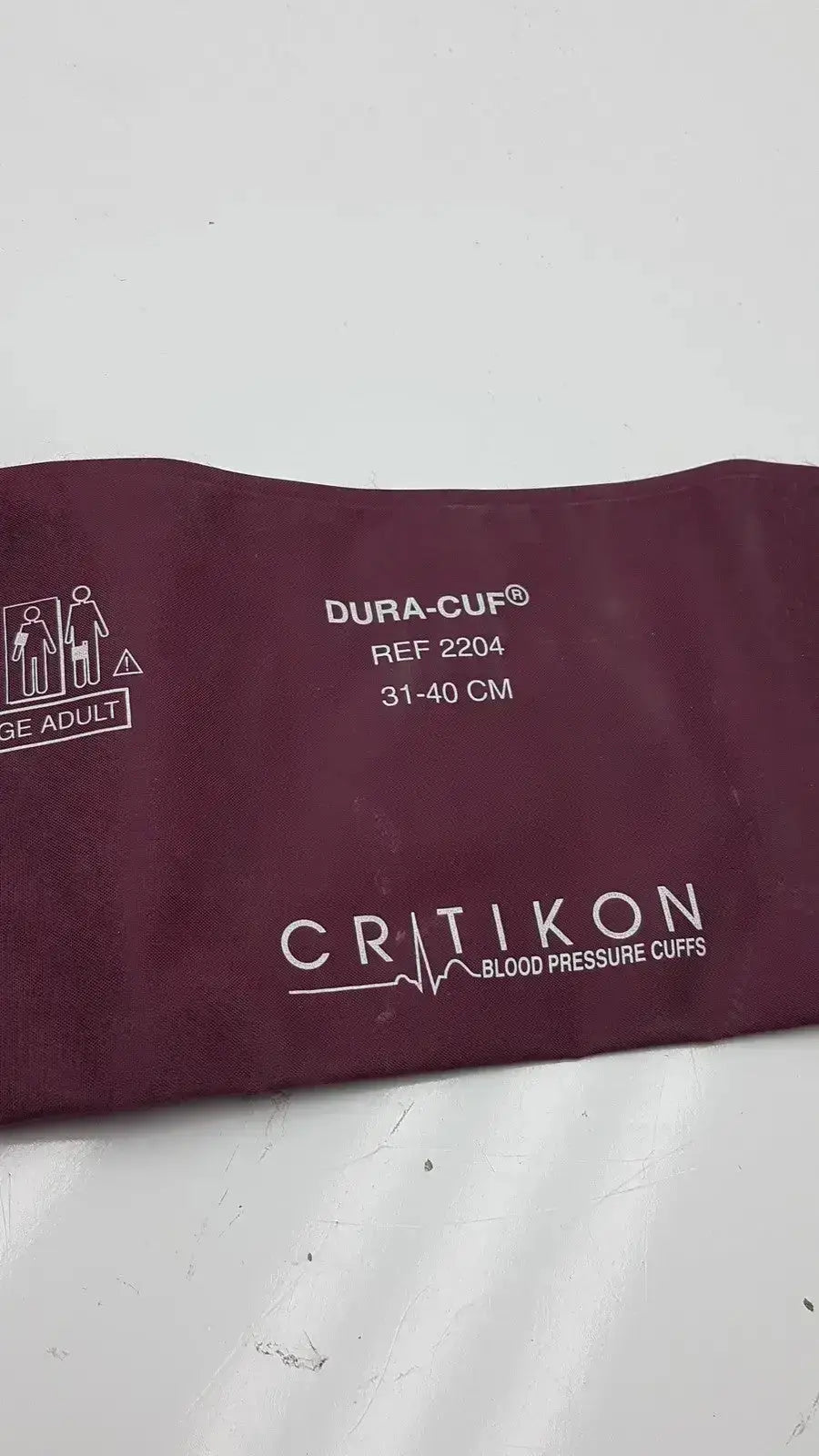 Maroon dura cuff critikon blood pressure cuff model 2204 for adult sizes 31-40 cm designed for accurate pressure cuff use