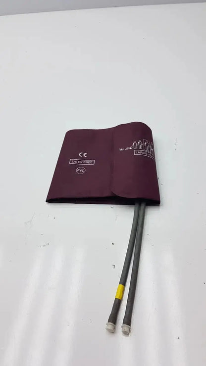 Dura Cuff Critikon blood pressure cuff 2204 maroon latex-free pressure cuff with two gray tubing connectors