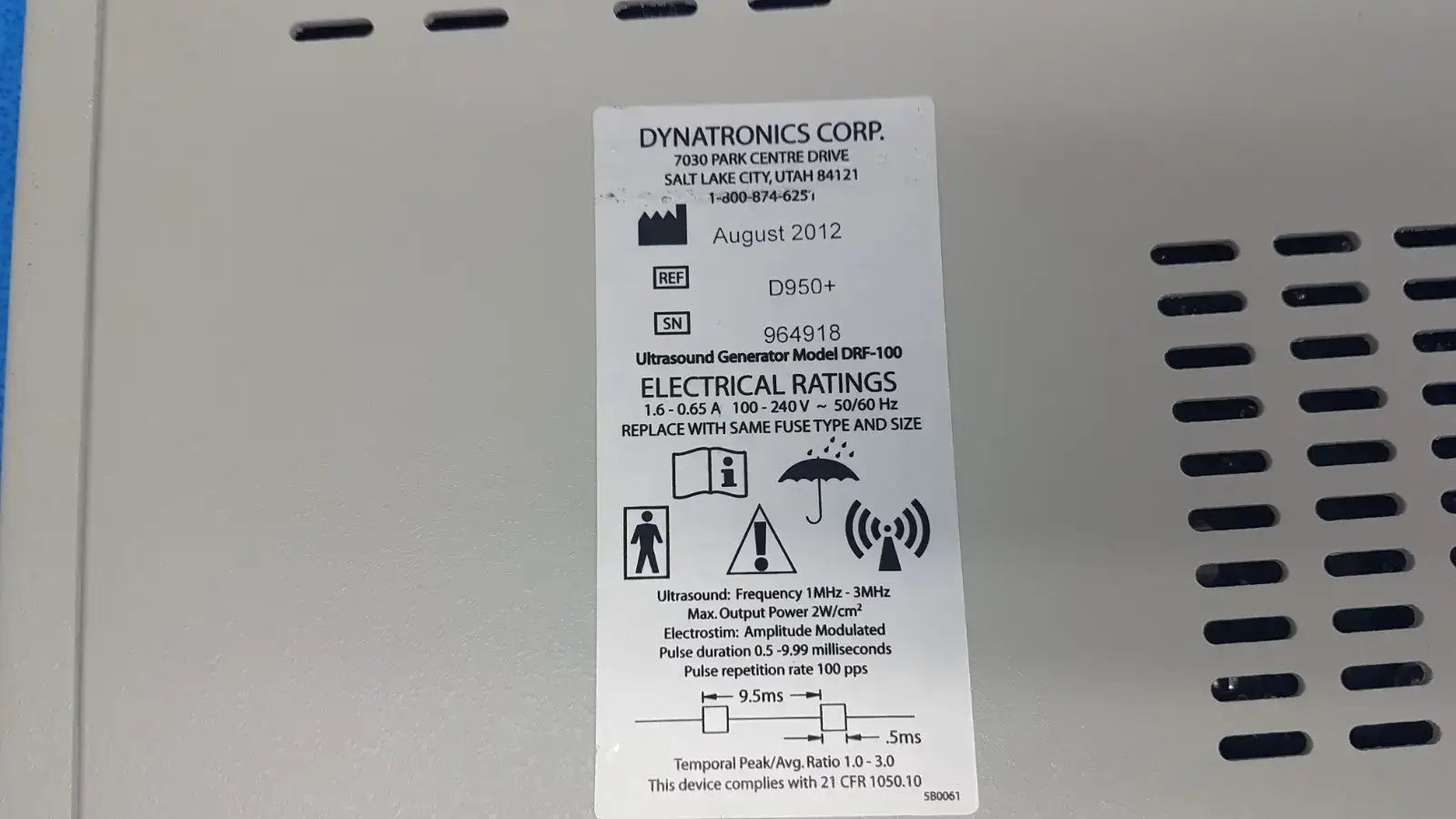 Dynatron Dynatronics 950 Plus Ultrasound System – Therapeutic Medical Device - Therapy