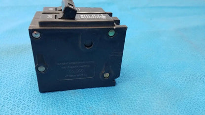 Black plastic eaton br220 2-pole 20 amp circuit breaker with toggle switch for reuse medical equipment safety