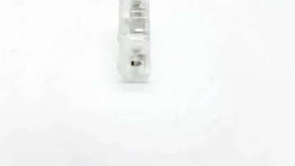 Clear plastic ecg adapter clip 2056813-014 rev a with visible internal metal contacts for secure electrical connection