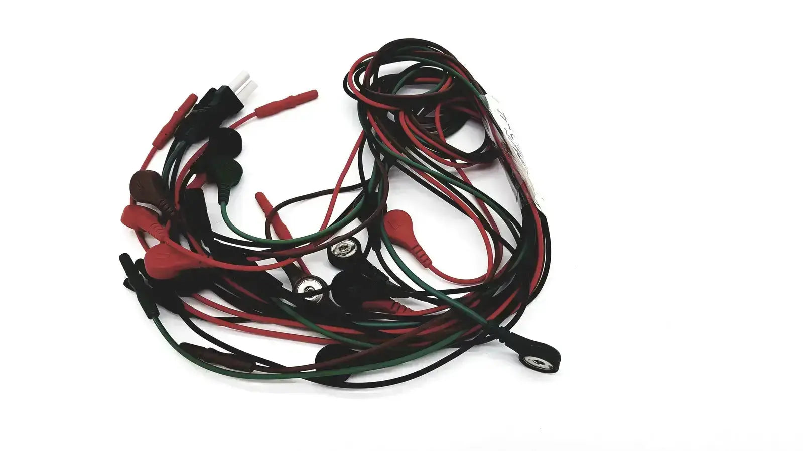 A bundle of red and black plastic connector ecg bedside monitor snap cables for accurate bedside monitoring