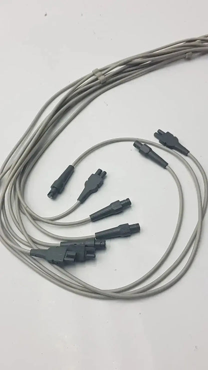 Gray fiber optic ecg leadwire set cable with black connectors for vital signs diagnostic cardiology use
