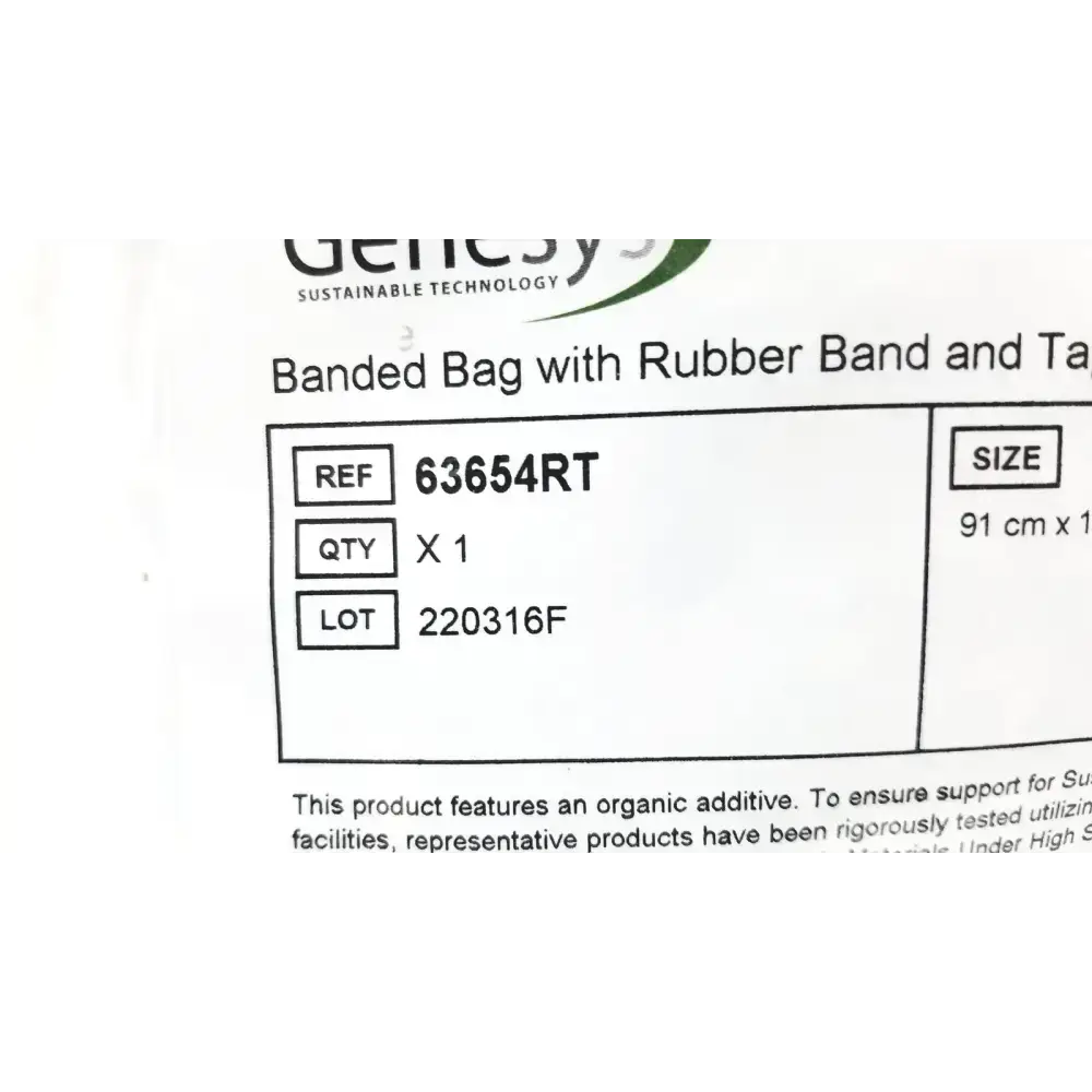 Ecolab Genesy 63654RT Banded Bag With Rubber Band and Tape