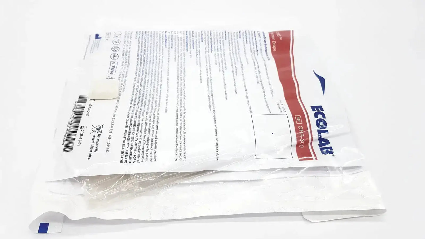 White plastic packaging with red and blue ecolab branding for opa-210 in ecolab ors-300 warmer drape exp 2028