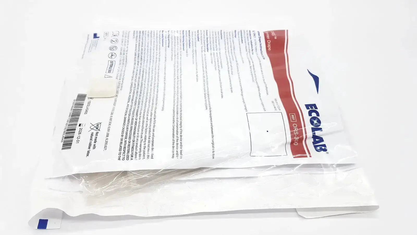 White plastic packaging with red and blue ecolab branding for opa-210 in ecolab ors-300 warmer drape exp 2028