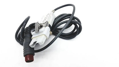 Black coiled optical module cable with white plastic connector housing and red plug for edwards lifesciences om2 oximetry adapter