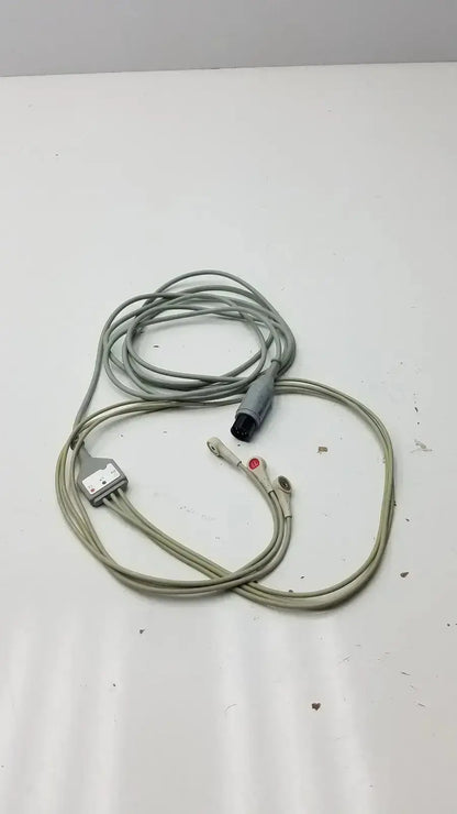 Gray ekg ecg snap cable with 3 lead wire and 6 pin connectors for patient monitors and electrode attachment