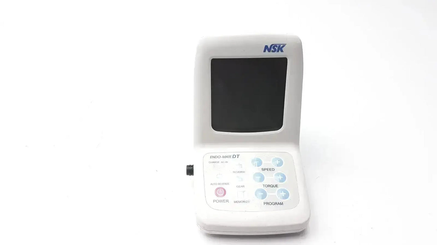 White nsk endo-matic dt endodontic micromotor with rectangular screen and circular control buttons for dental use