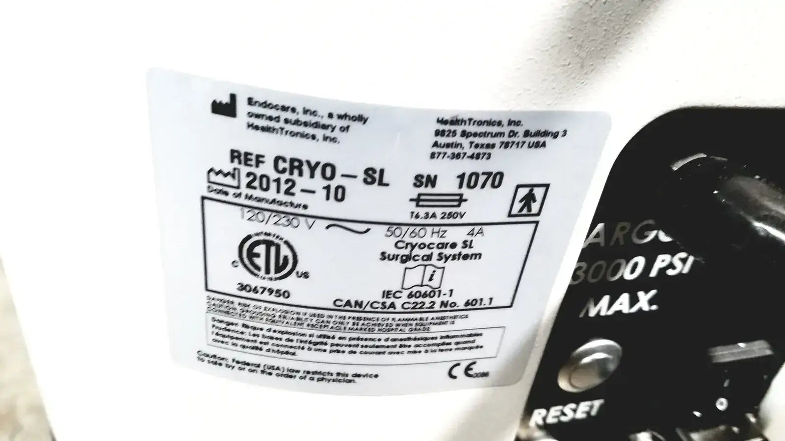 Endocare Cryocare CRYO-SL Surgical System - Cryotherapy