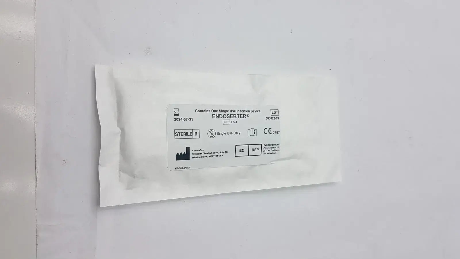 Endoserrter Steriile R ES-1 Single Use Insertiion Device - Single-Use Insertion