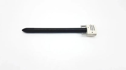 Endowrist stapler cannula blunt obturator featuring a black surgical suture needle with white plastic handle and metal clasp