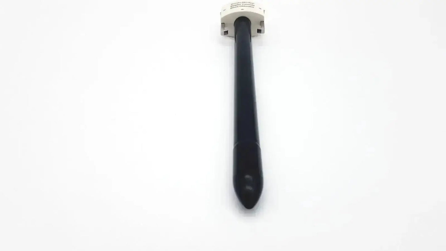 Black endowrist stapler cannula with white connector featuring a blunt obturator for precise surgical use