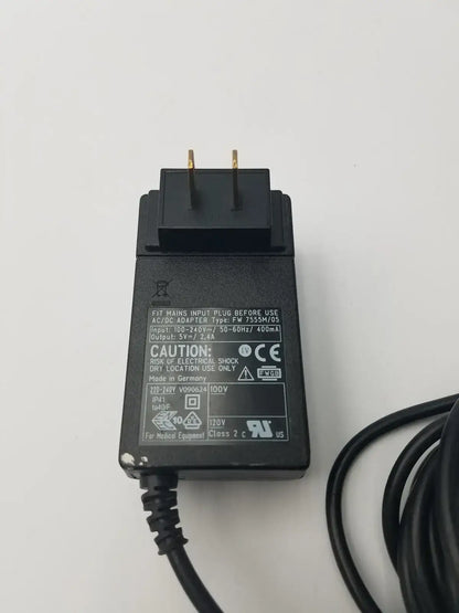 Enteralite Infinity Zevex AC-DC Adapter Charger 5V 2.4A - FW7555M - Power