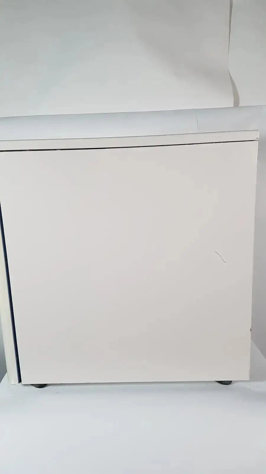 White rectangular enthermics blanket warming cabinet dc250 with minimalist design and subtle black trim edges