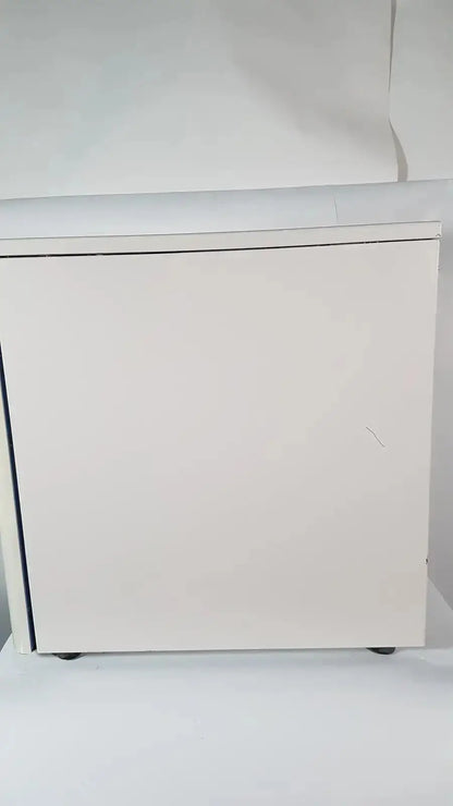 White rectangular enthermics blanket warming cabinet dc250 with minimalist design and subtle black trim edges