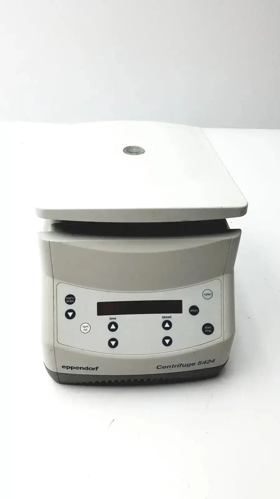 Beige and gray eppendorf 5424 centrifuge with digital control panel available as pre owned medical equipment for sale