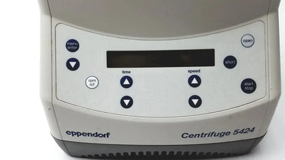 Beige eppendorf 5424 centrifuge with digital display and control buttons for time speed start stop in pre owned medical equipment for sale