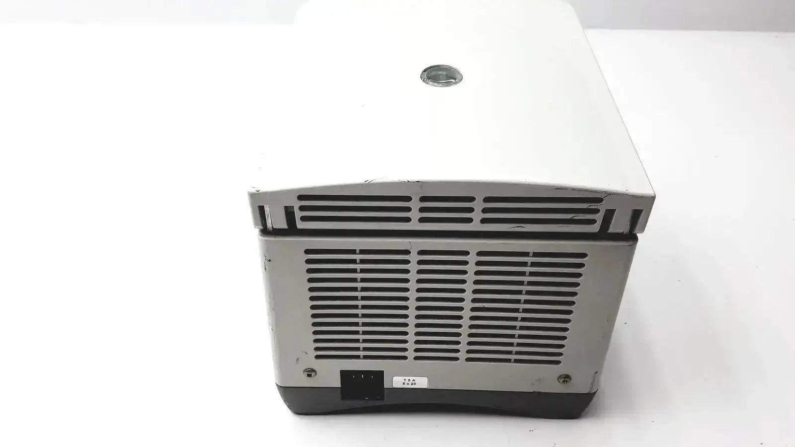 White and gray eppendorf 5424 centrifuge with circular port and vented sides for parts buy used medical equipment