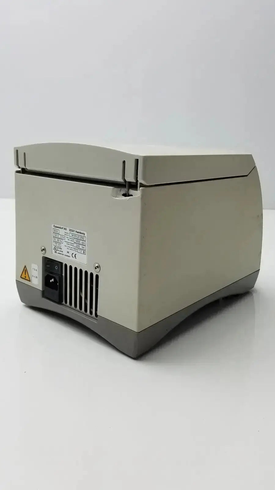 Beige and gray thermal receipt printer with hinged lid and back ventilation for eppendorf microcentrifuge used medical equipment for sale
